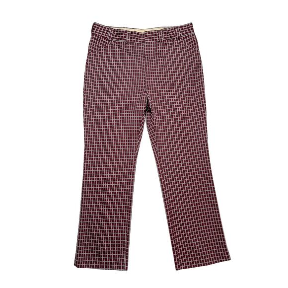 Haband Vintage 70s Checkered Plaid Slacks Red Gray Trousers Relaxed Fit Custom - Picture 2 of 6